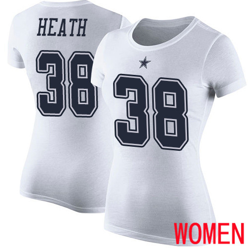 Women Dallas Cowboys White Jeff Heath Rush Pride Name and Number #38 Nike NFL T Shirt->nfl t-shirts->Sports Accessory